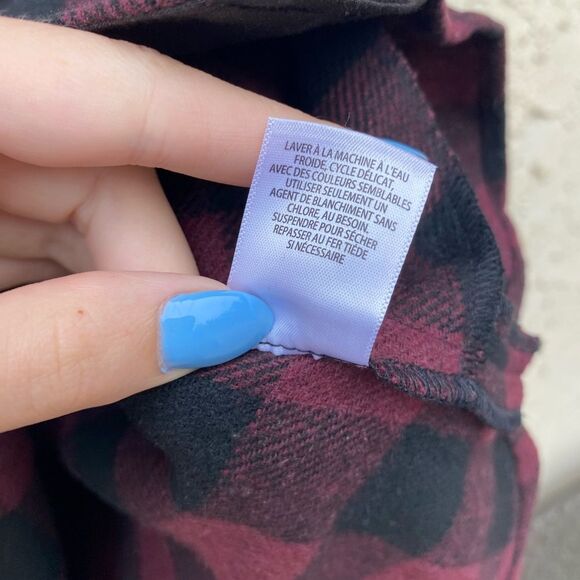 Nordstrom BP Purple black wool blend plaid button down shaket flannal XXS - Picture 4 of 5